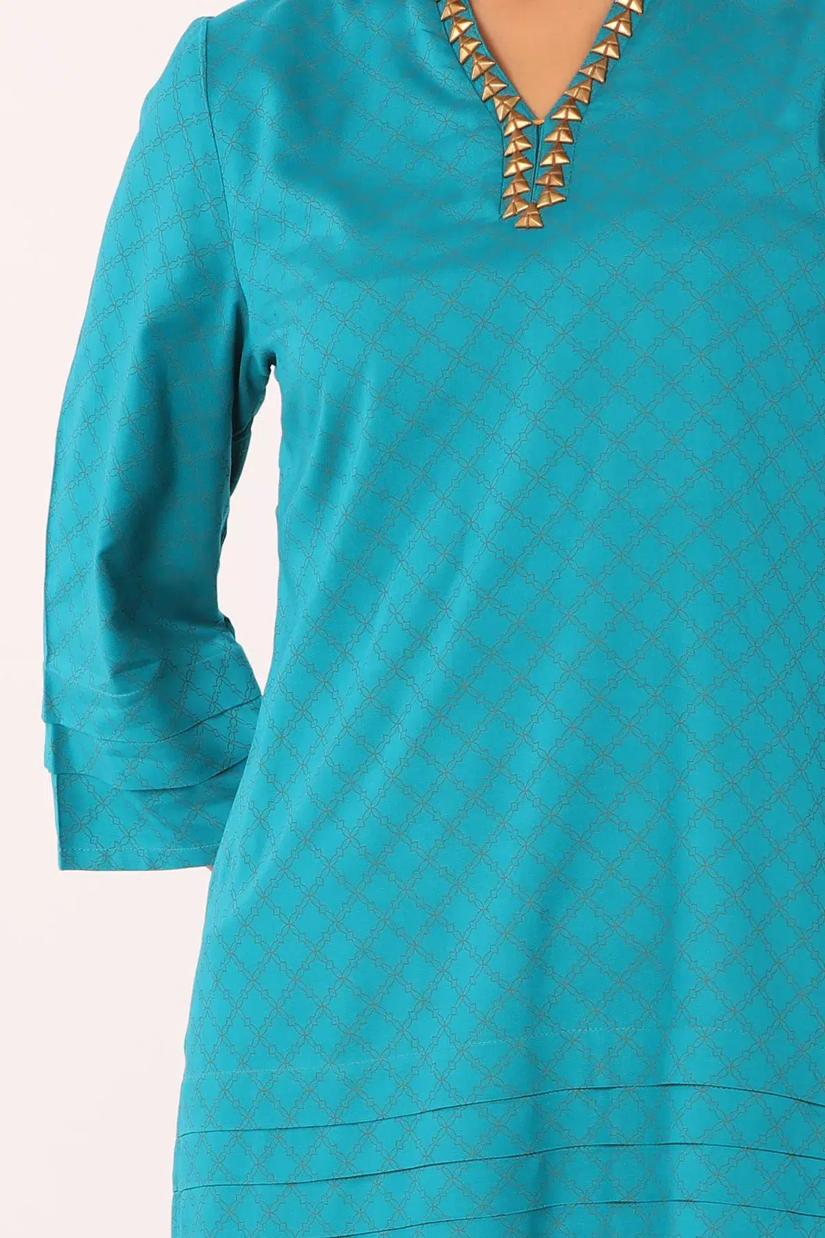 Printed Teal Blue Tops For Women