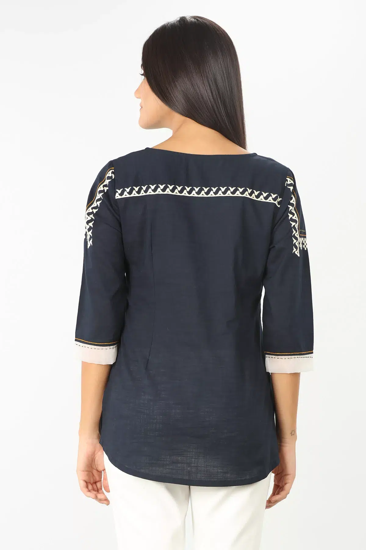 Embroidered Charcoal Grey Tops Women