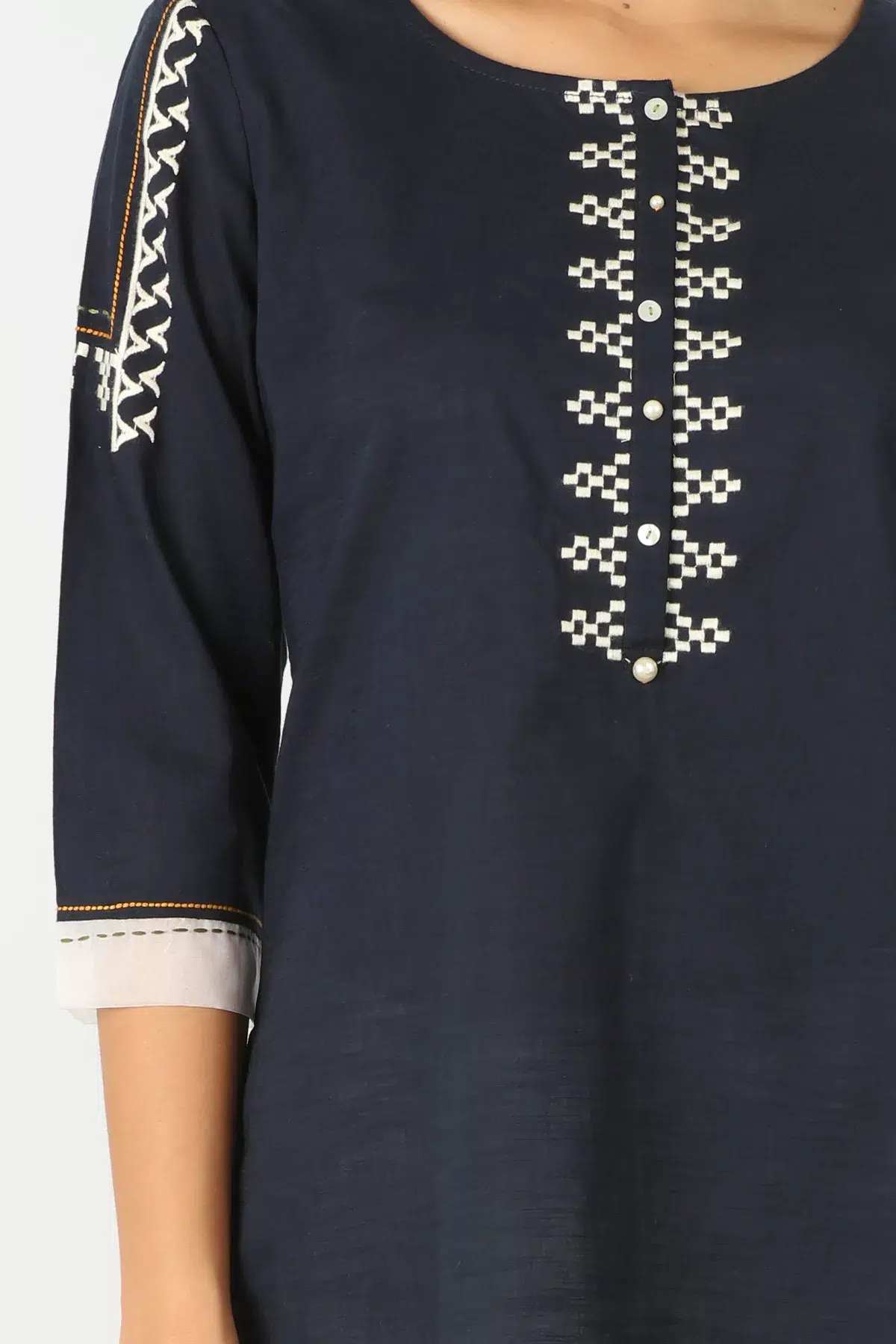 Embroidered Charcoal Grey Tops Women