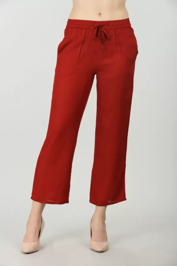 Dark Brick Red Plazo For Women