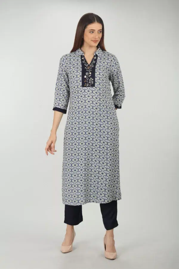 Grey Blue Kurti For Women