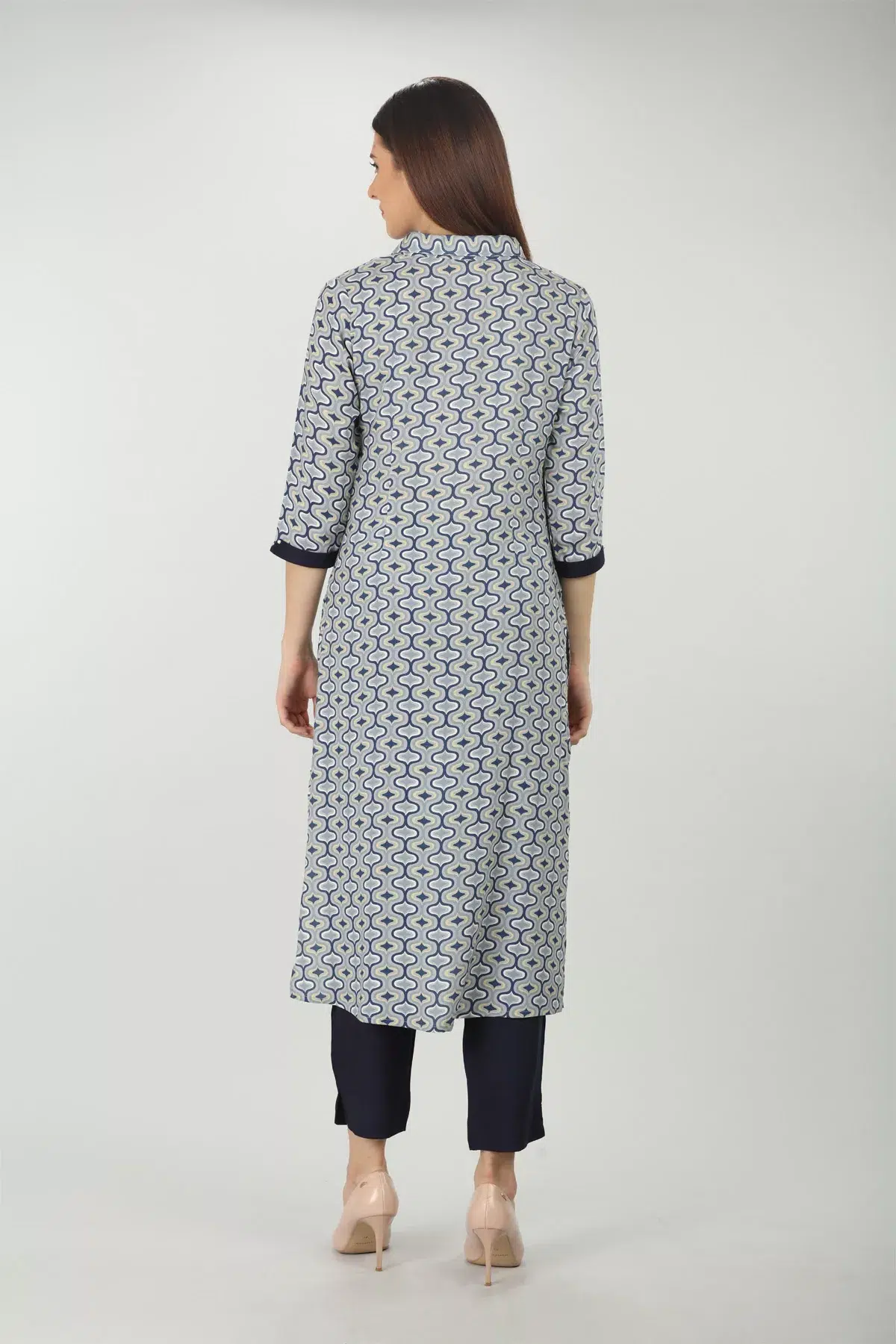 Grey Blue Kurti For Women