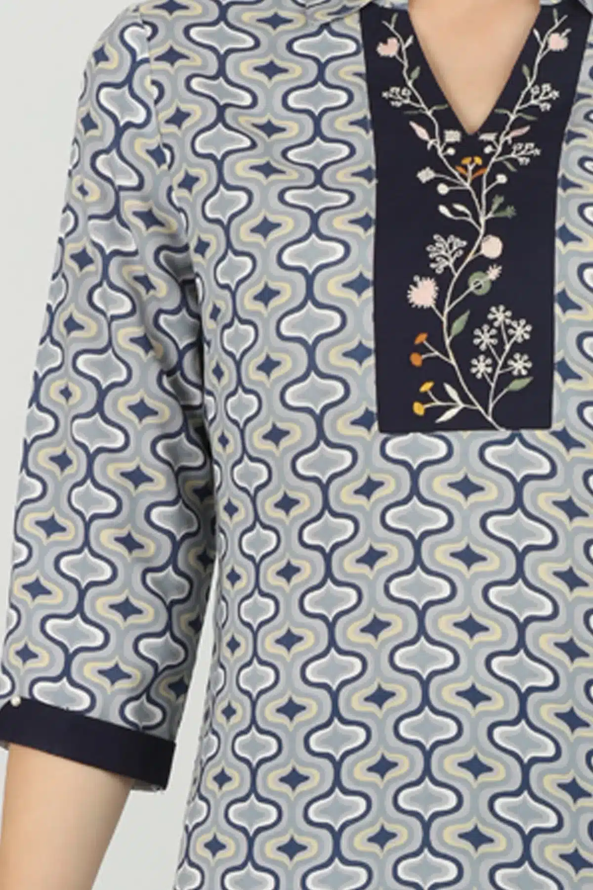 Grey Blue Kurti For Women