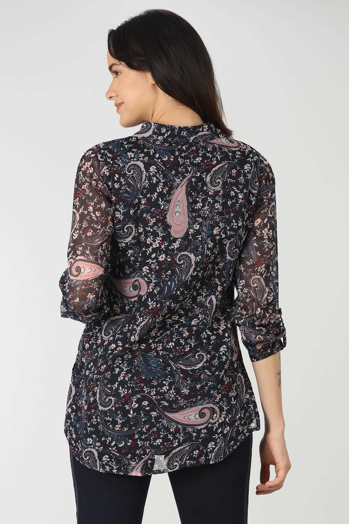 Printed Dark Blue Shirt For Women