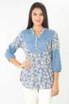 Dobby Printed Blue Top Women