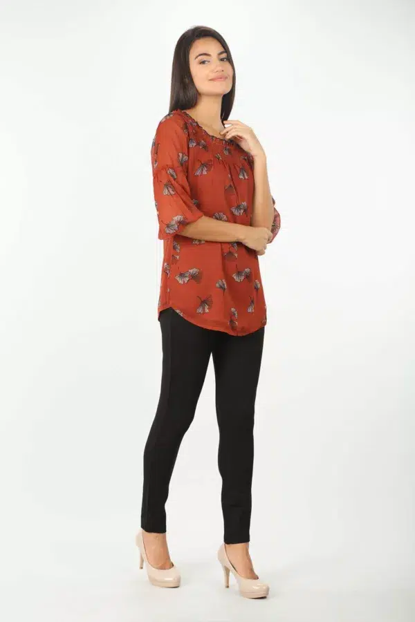 Printed Rust Red Top For Women