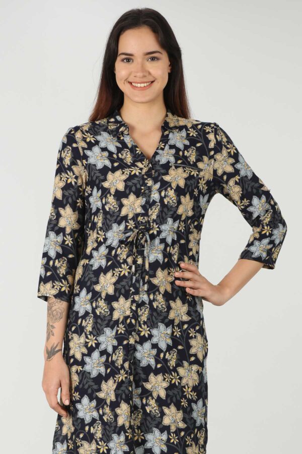 Printed Blue Long Shirt For Women