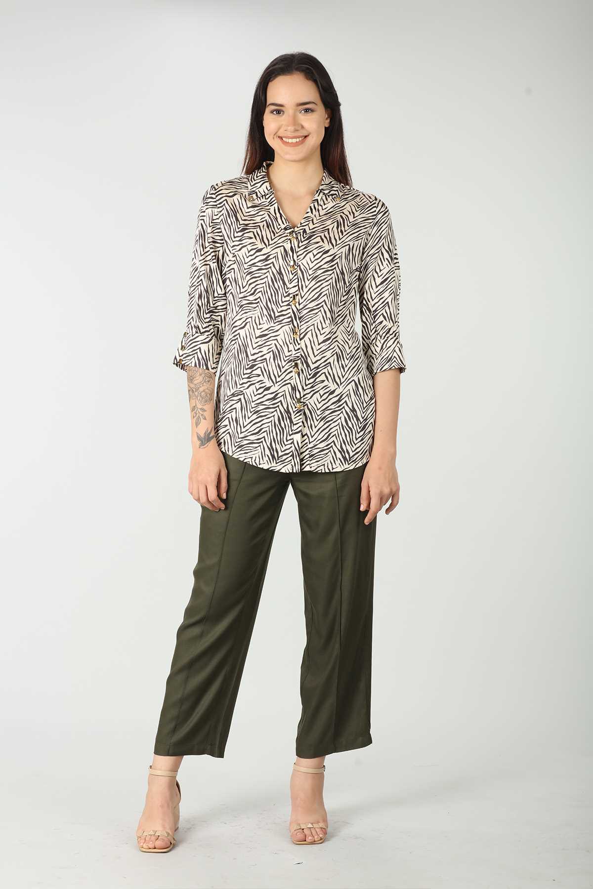 Printed Cream Shirt For Women