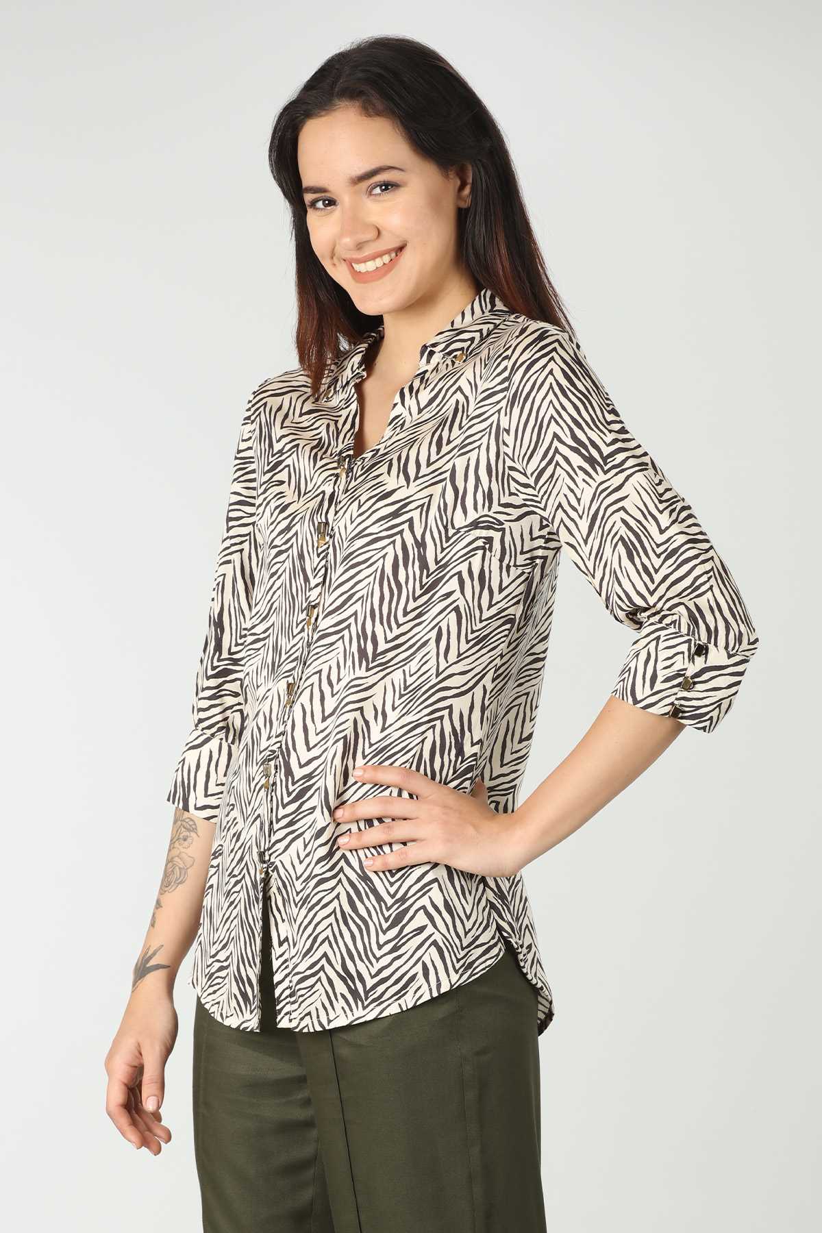Printed Cream Shirt For Women