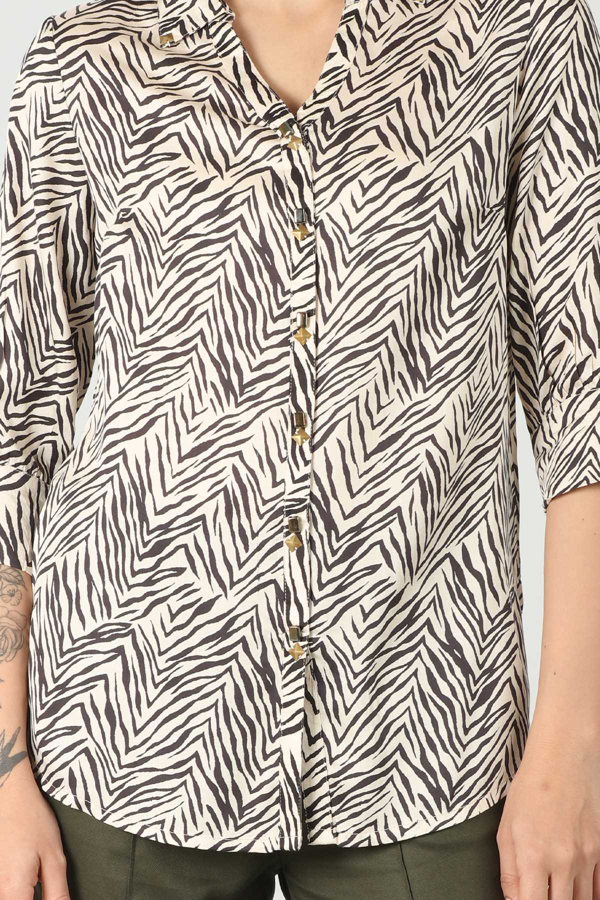 Printed Cream Shirt For Women