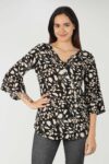 Black Floral Printed Top For Women