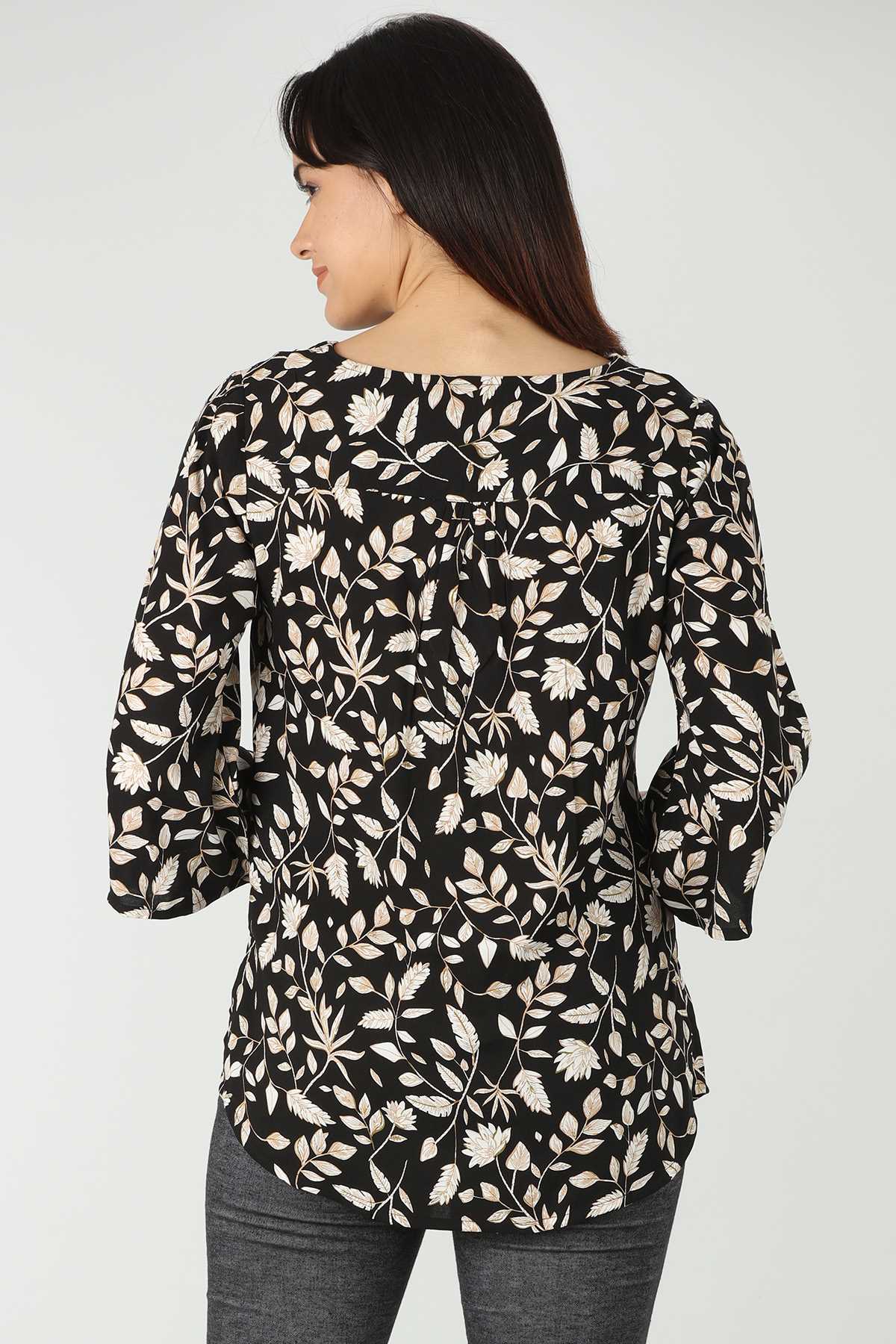 Black Floral Printed Top For Women