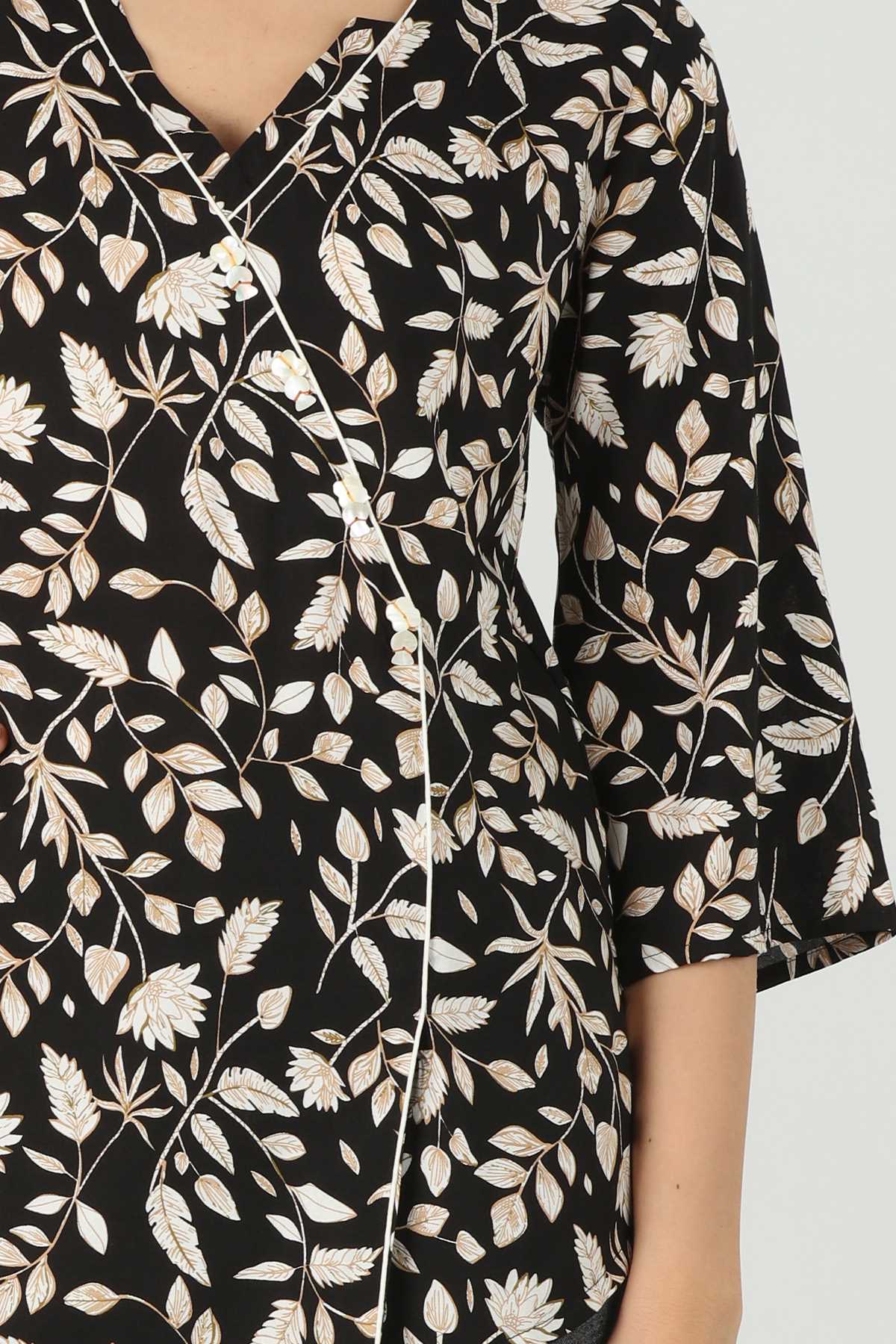 Black Floral Printed Top For Women