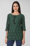 Lace Printed Green Top Ladies
