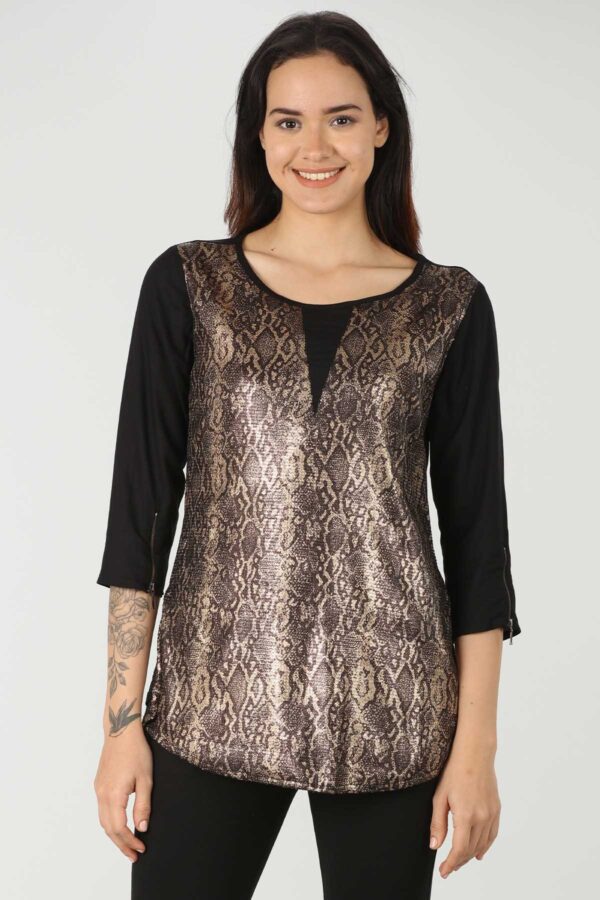 Snake Printed Black Top Women