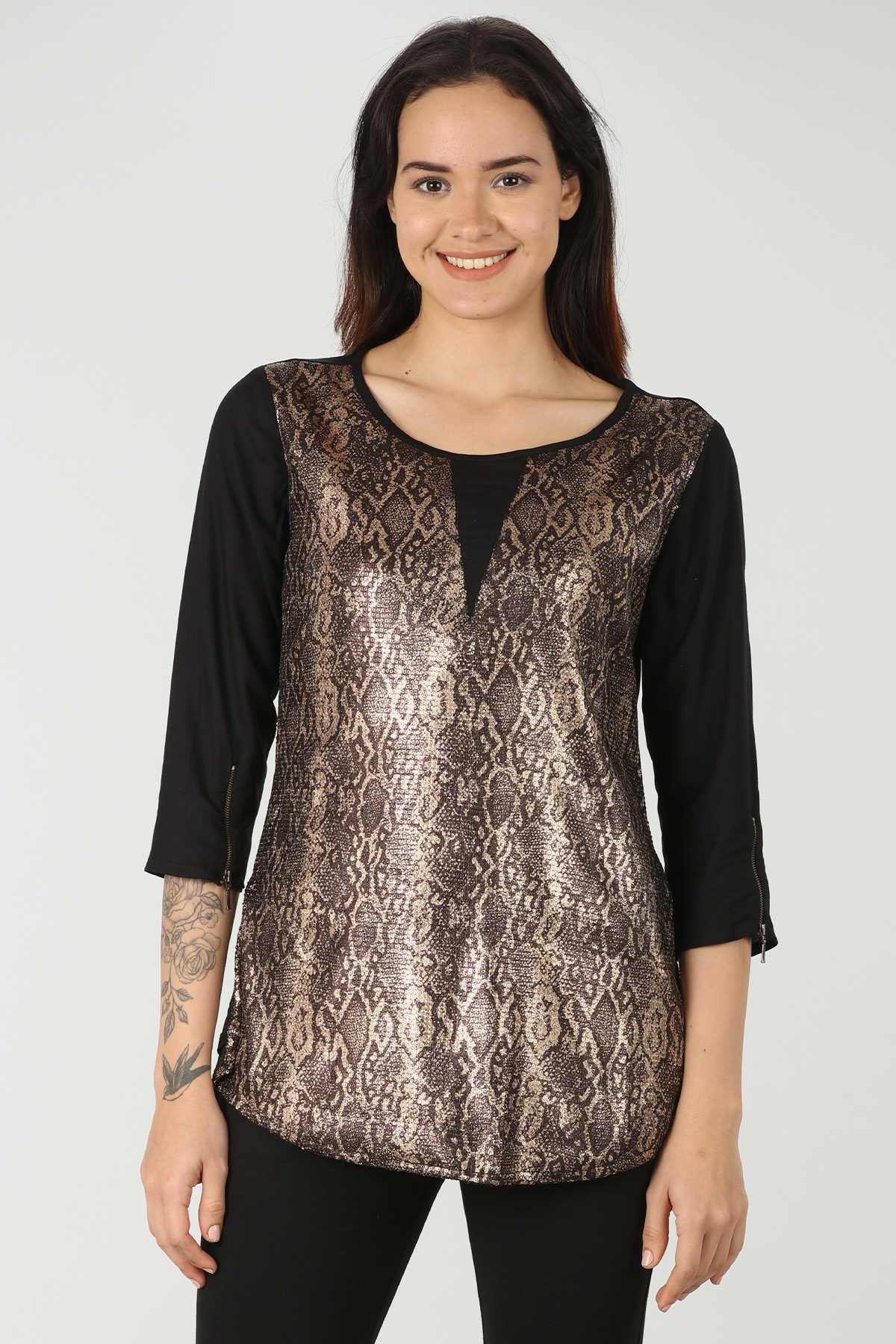 Snake Printed Black Top Women