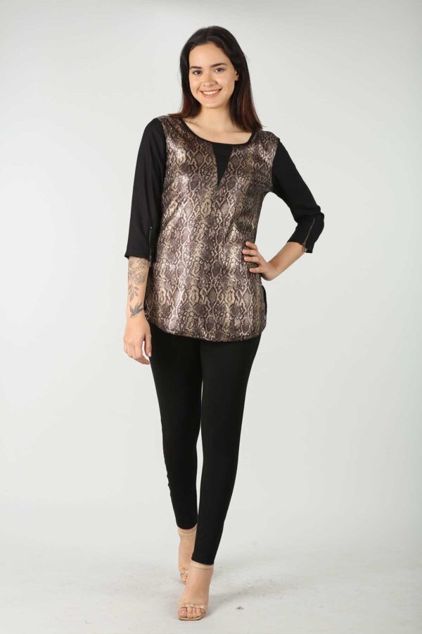 Snake Printed Black Top Women