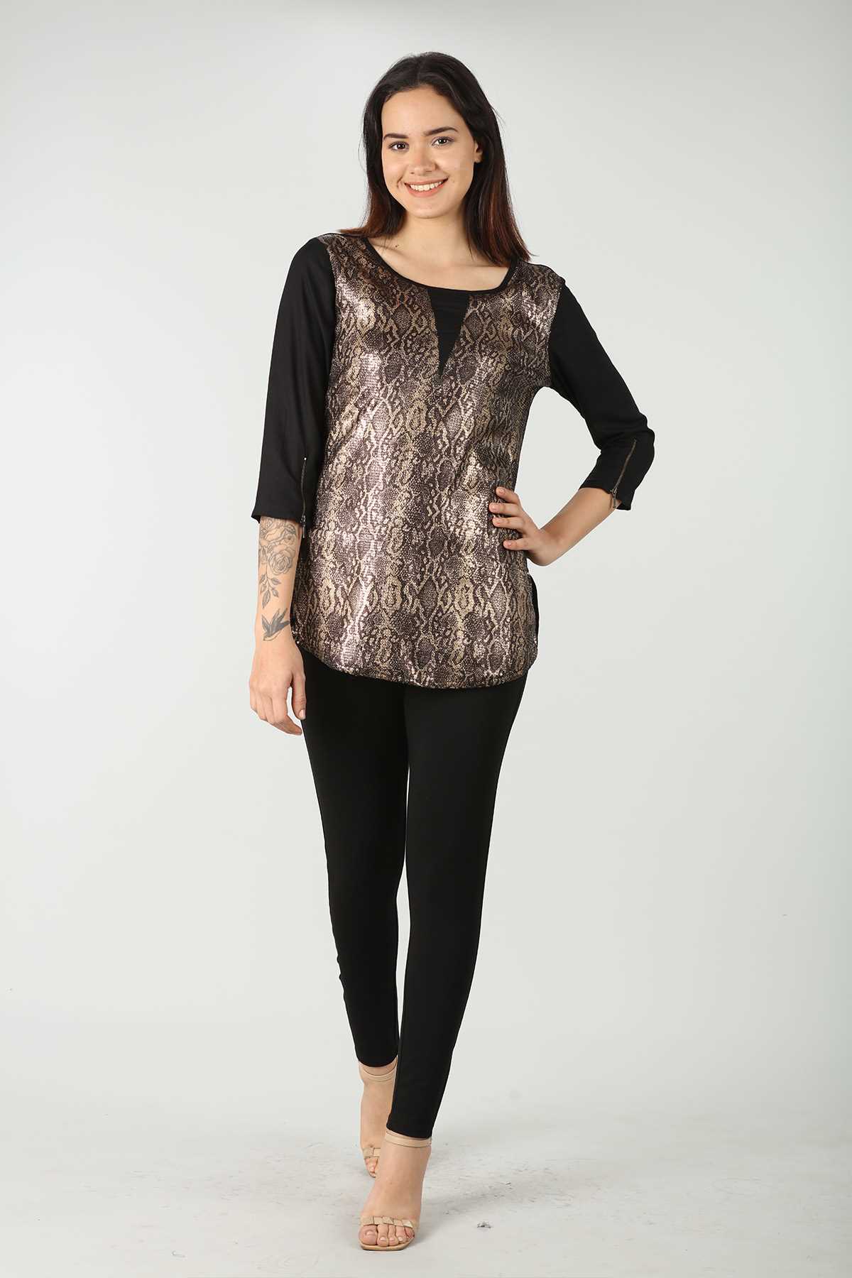 Snake Printed Black Top Women