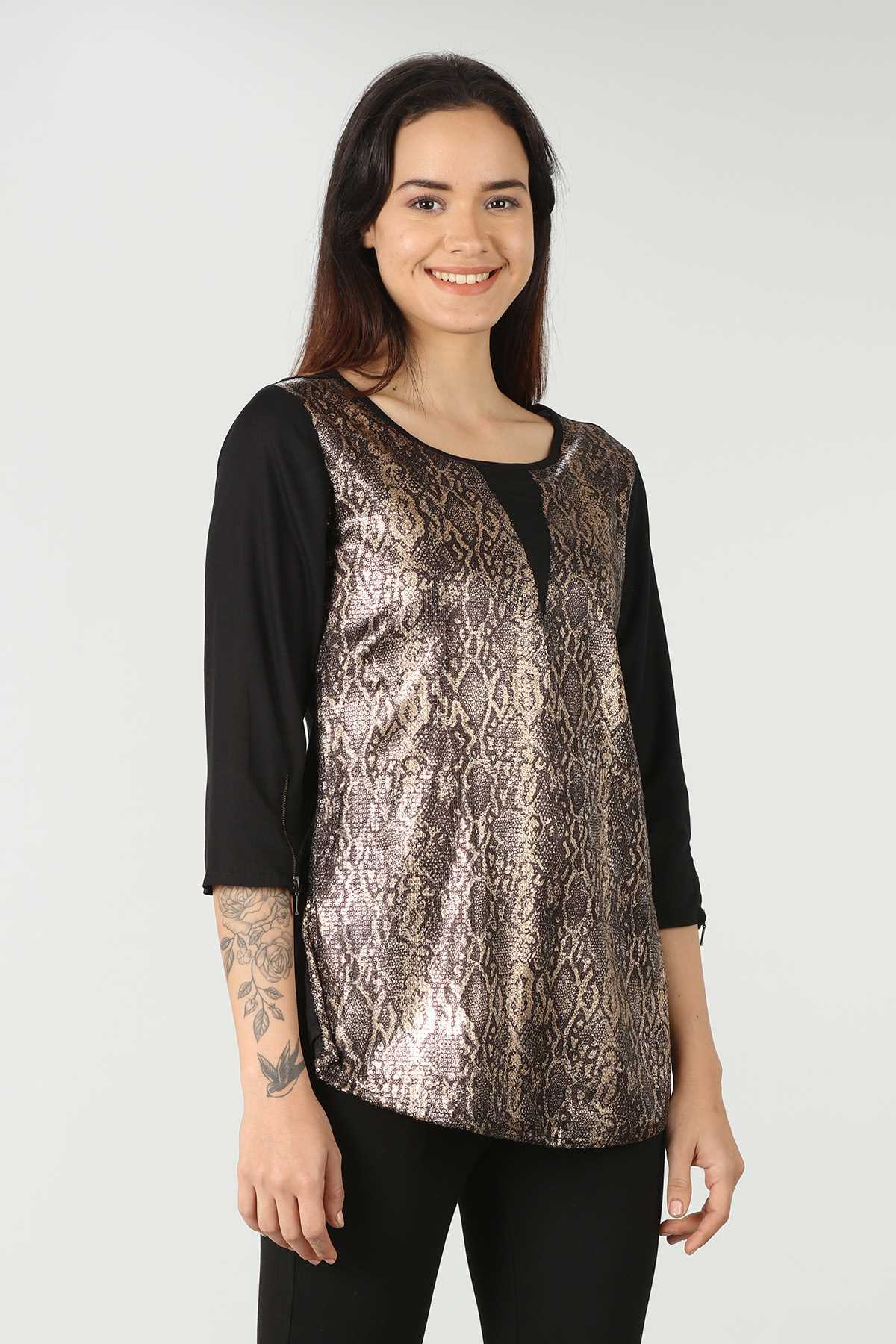 Snake Printed Black Top Women