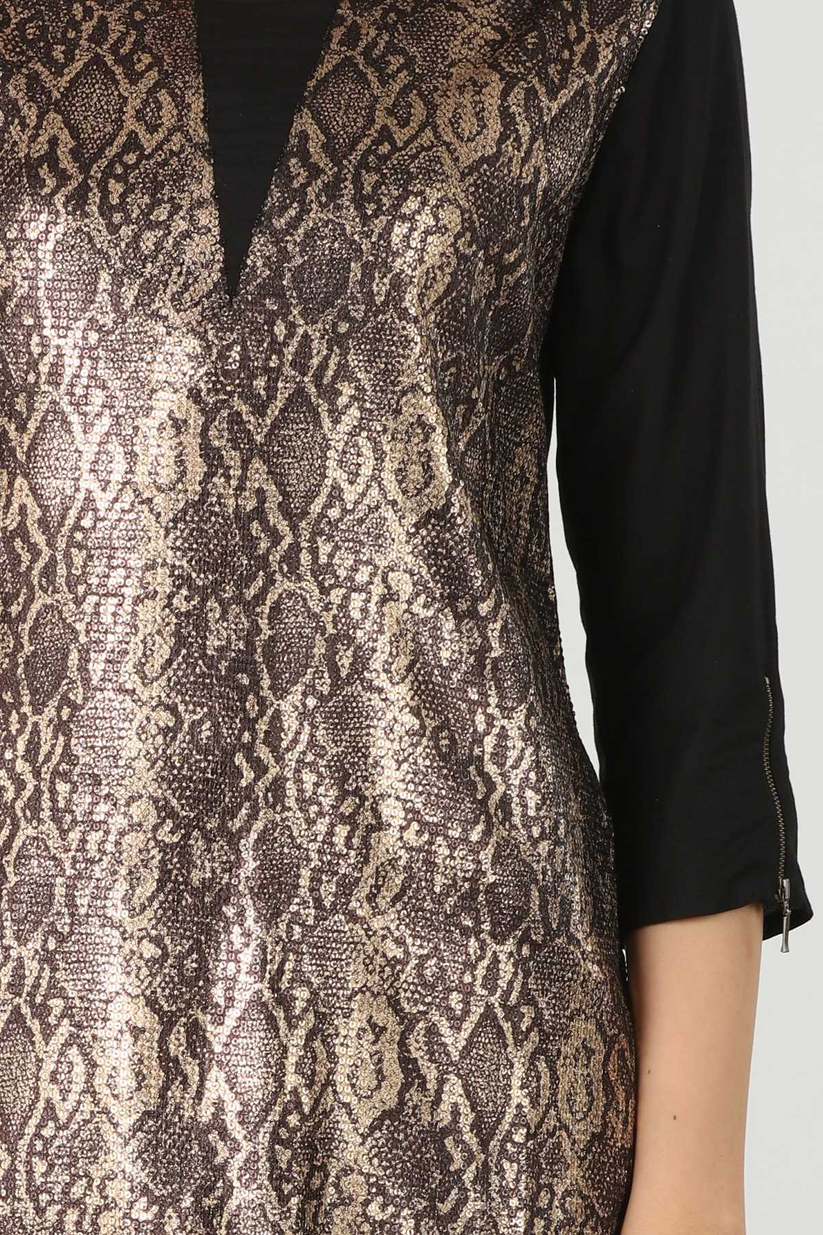 Snake Printed Black Top Women