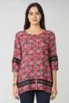 Red Printed Long Tops For Women