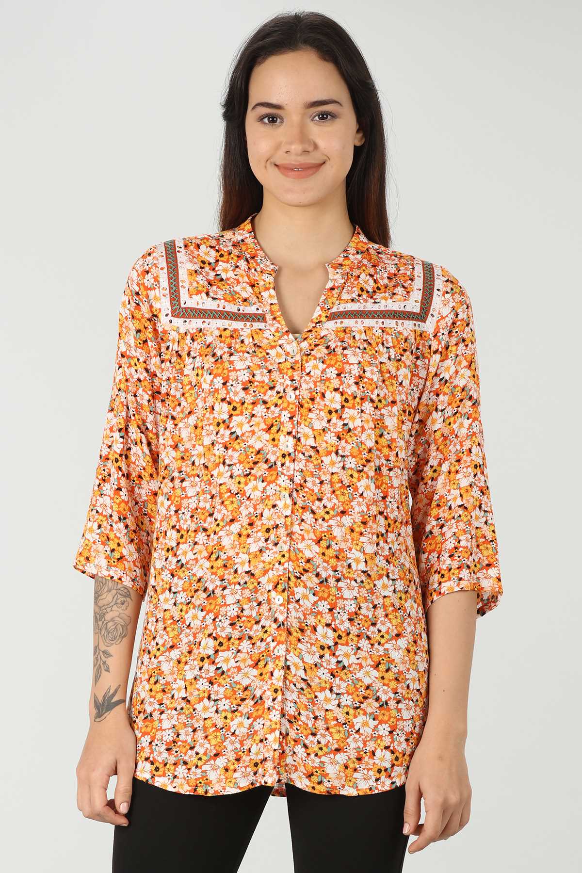 Printed Orange Tops For Women