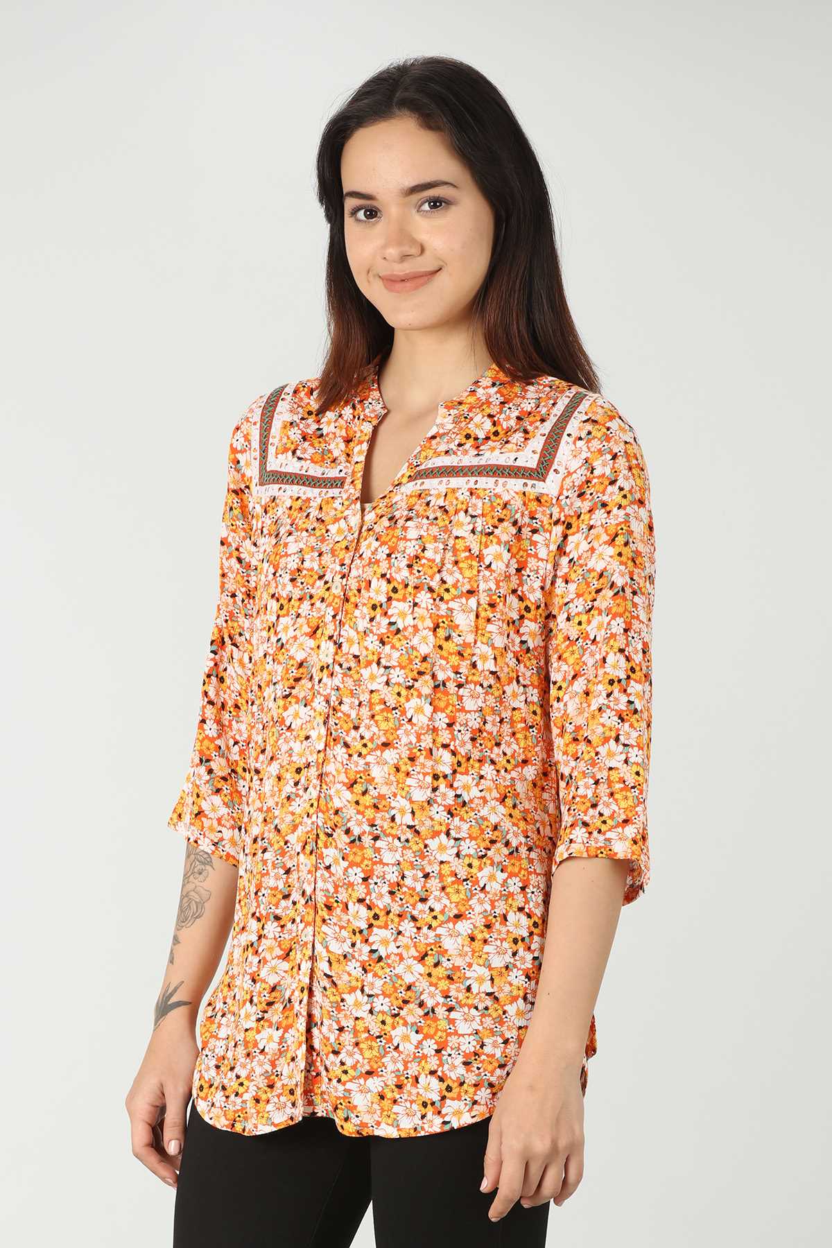 Printed Orange Tops For Women