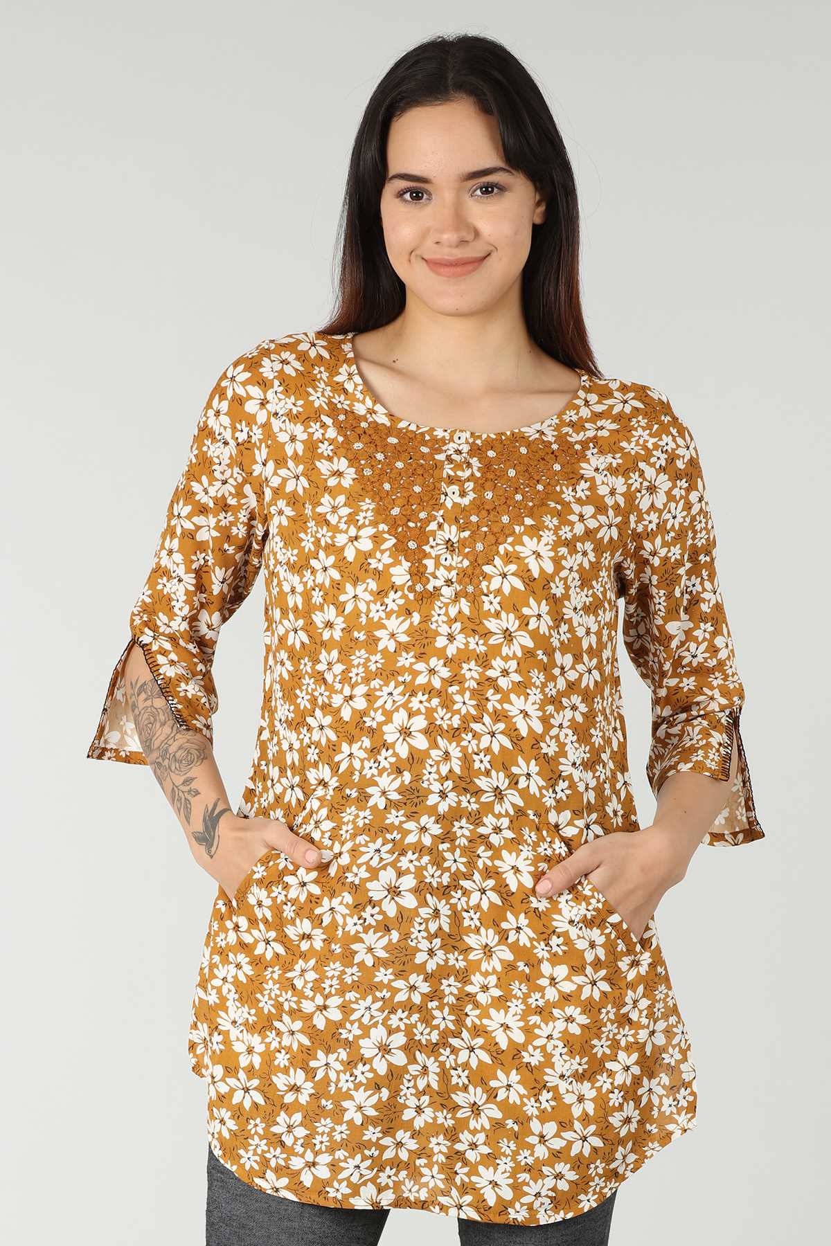 Printed Mustard Colour Top For Women