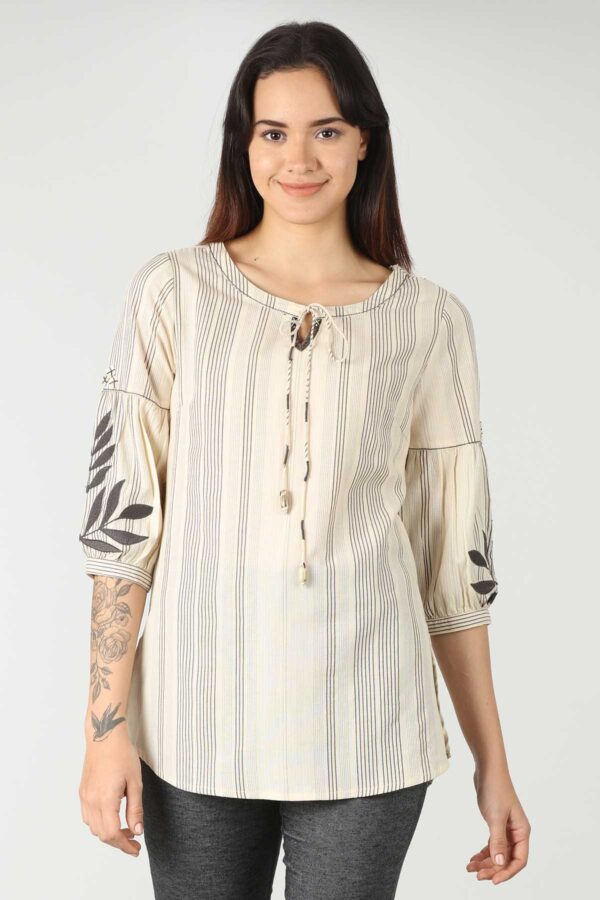 Striped Cream Top Women