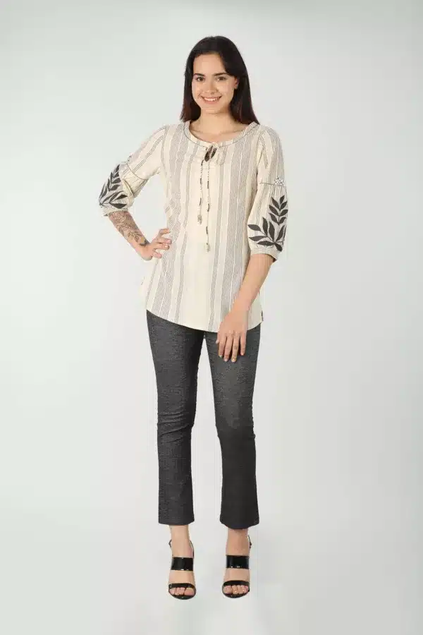 Striped Cream Top Women