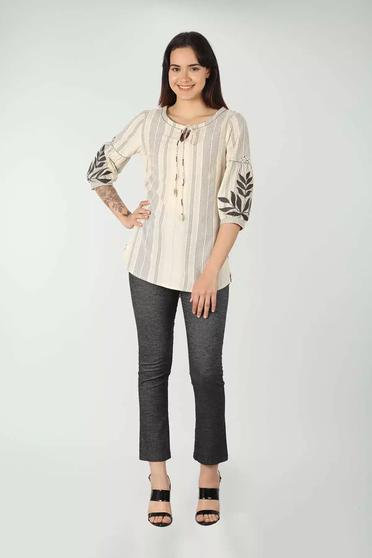 Striped Cream Top Women