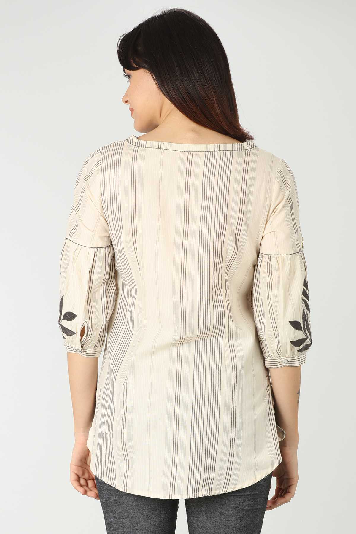 Striped Cream Top Women