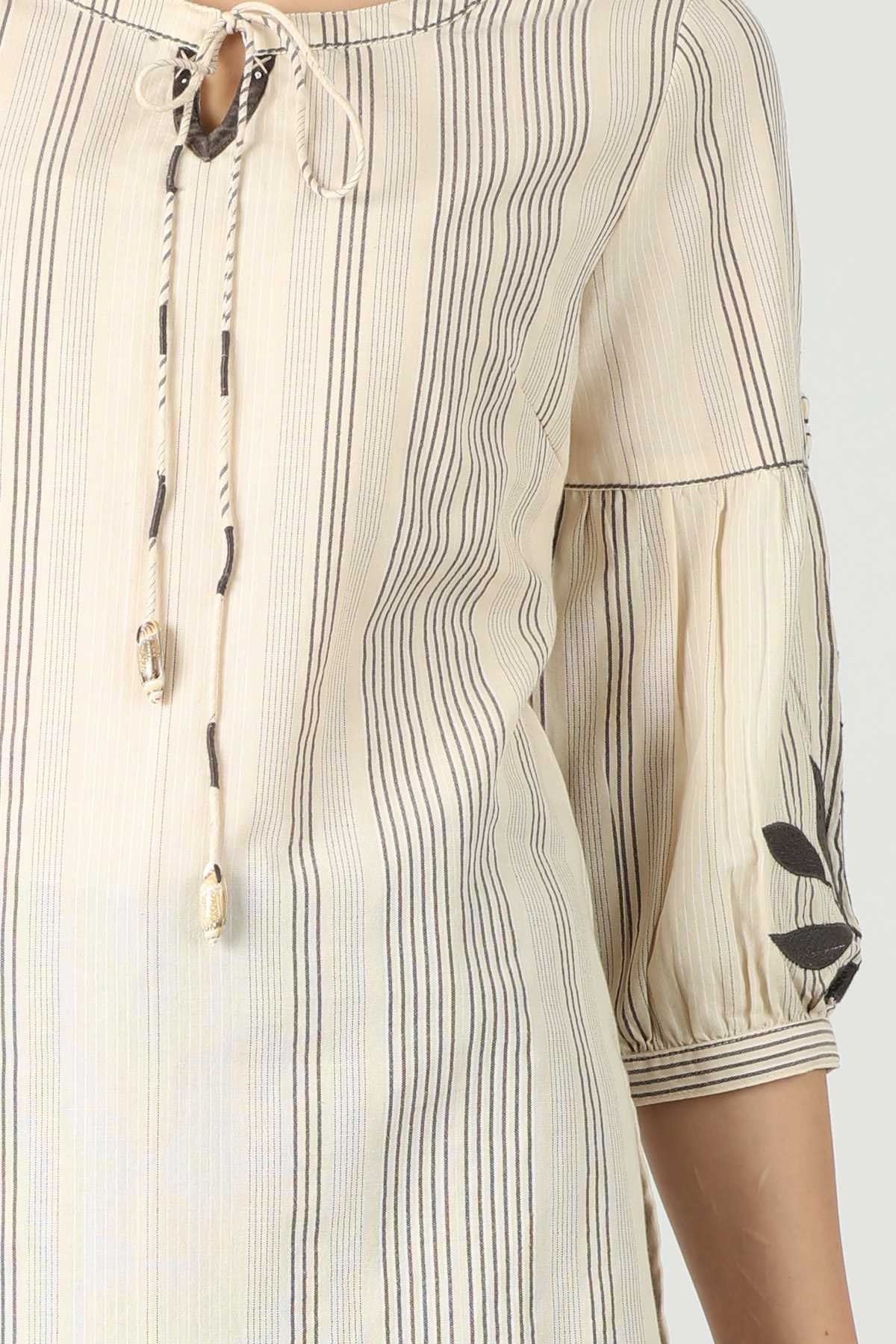 Striped Cream Top Women
