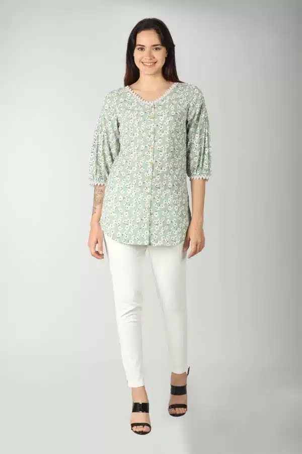Printed Light Green Tops For Women