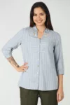 Blue Shirt With White Stripes For Women