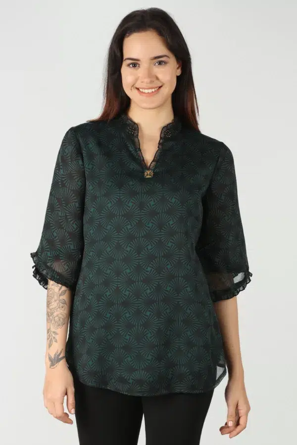 Printed Green Top For Ladies