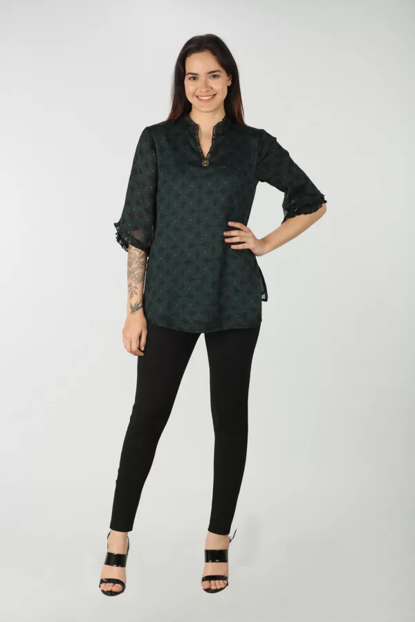 Printed Green Top For Ladies