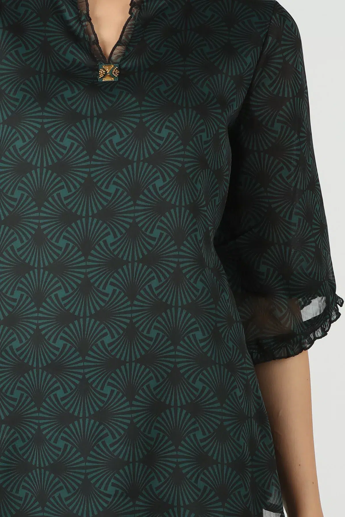 Printed Green Top For Ladies