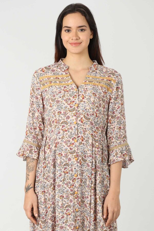Printed Beige Dress Maxi For Women