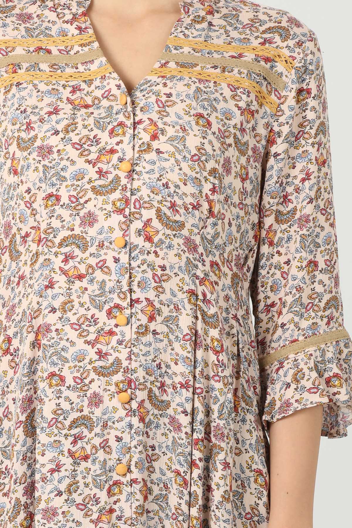 Printed Beige Dress Maxi For Women
