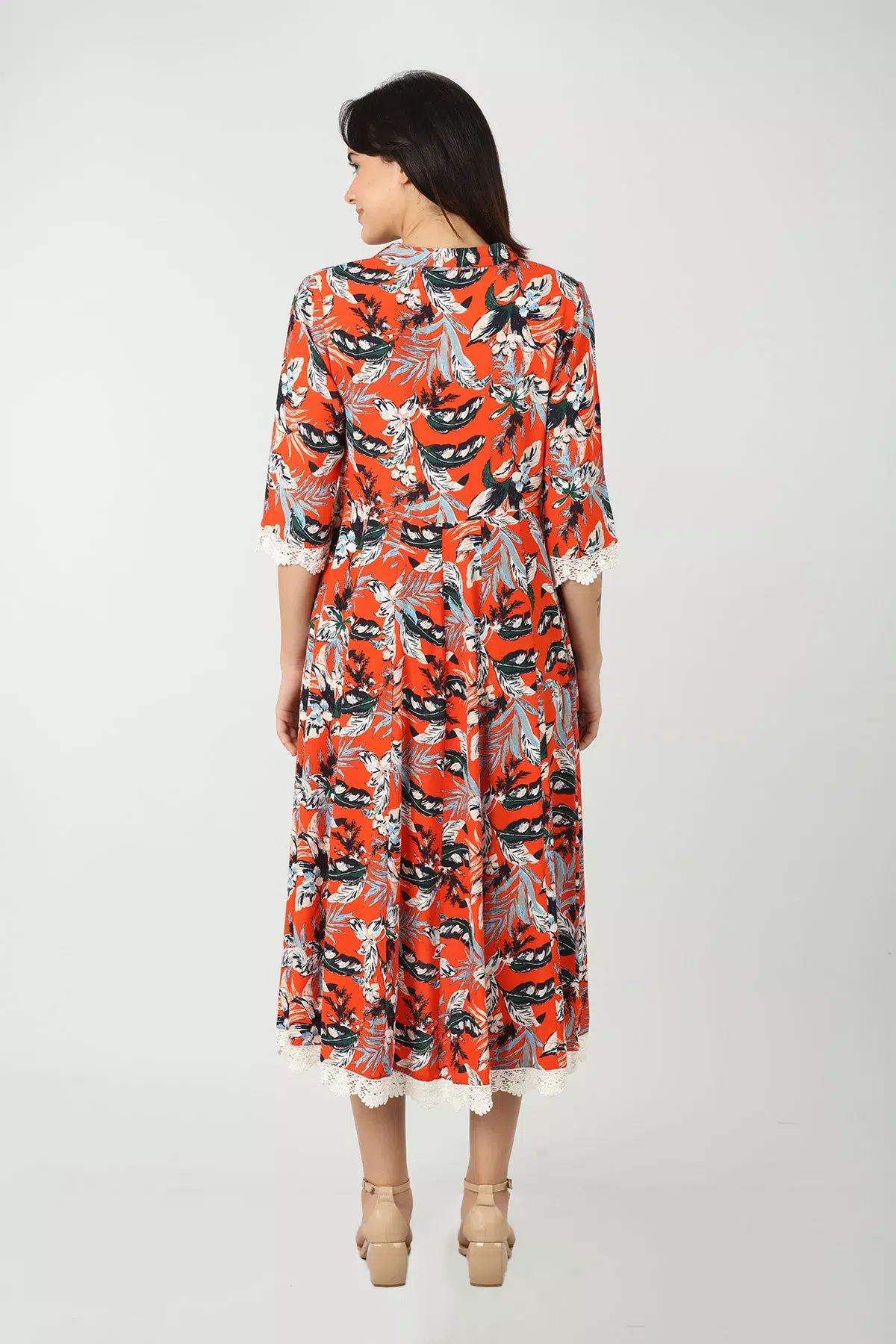 Printed Orange Dress Women
