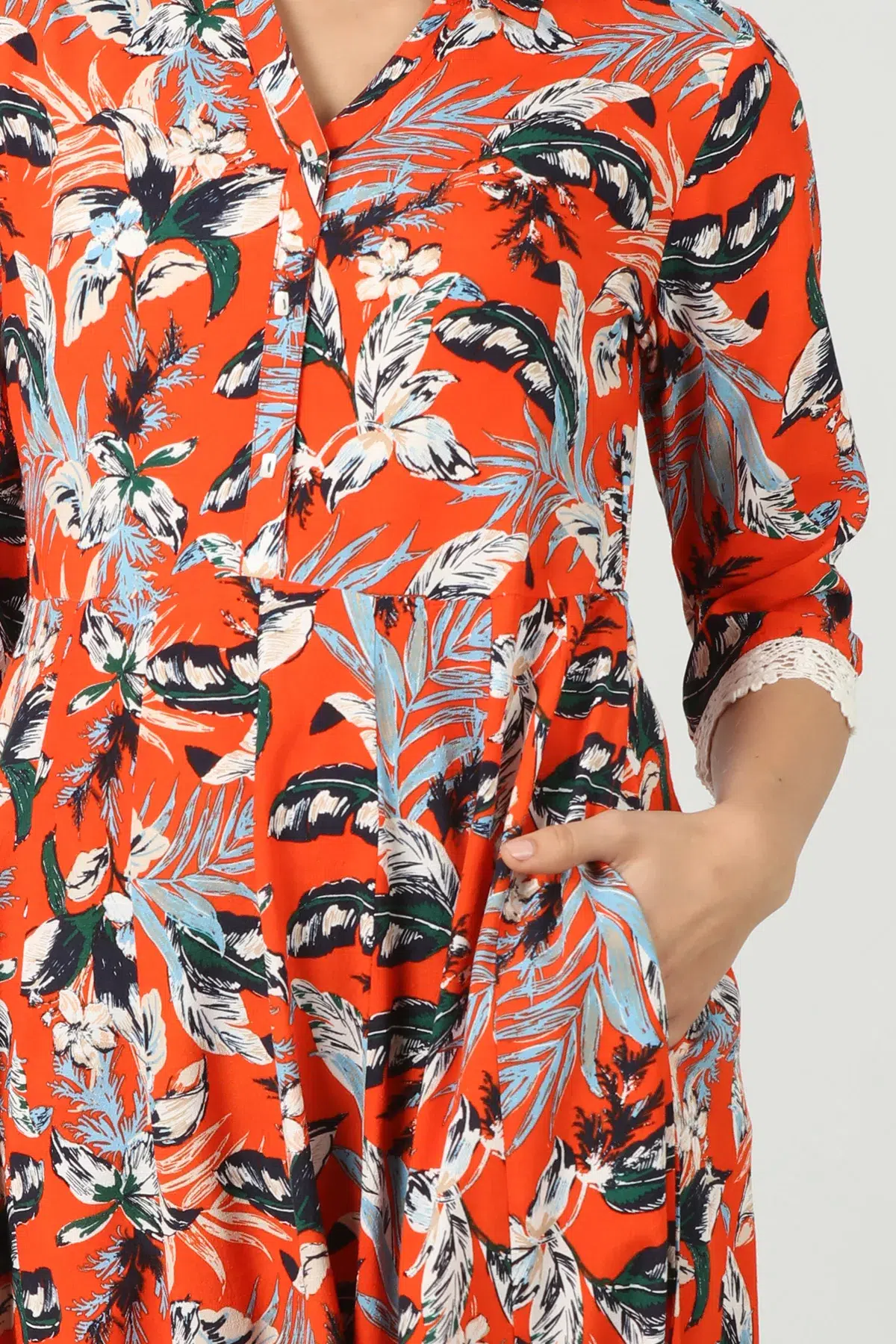 Printed Orange Dress Women