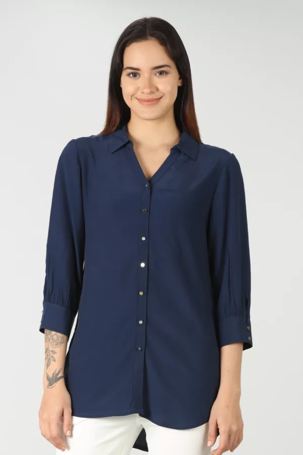 Plain Navy Blue Shirt For Women