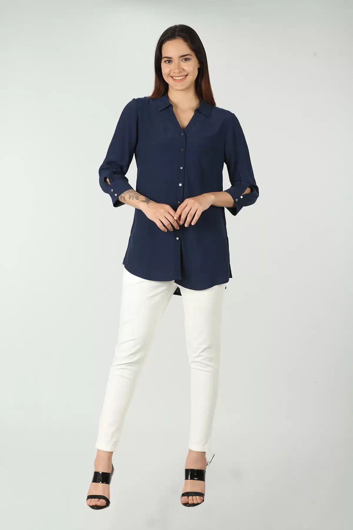 Plain Navy Blue Shirt For Women