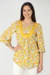 Printed Mustard Yellow Top For Women