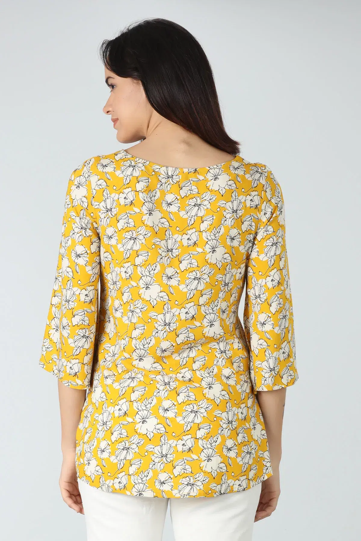 Printed Mustard Yellow Top For Women