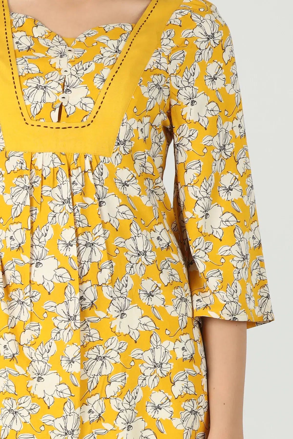 Printed Mustard Yellow Top For Women