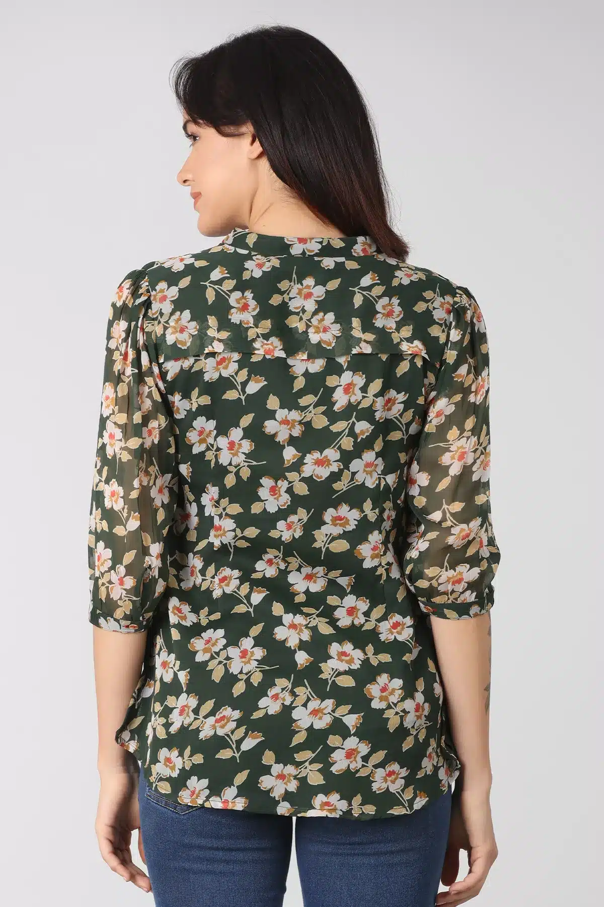 Printed Dark Green Top Women