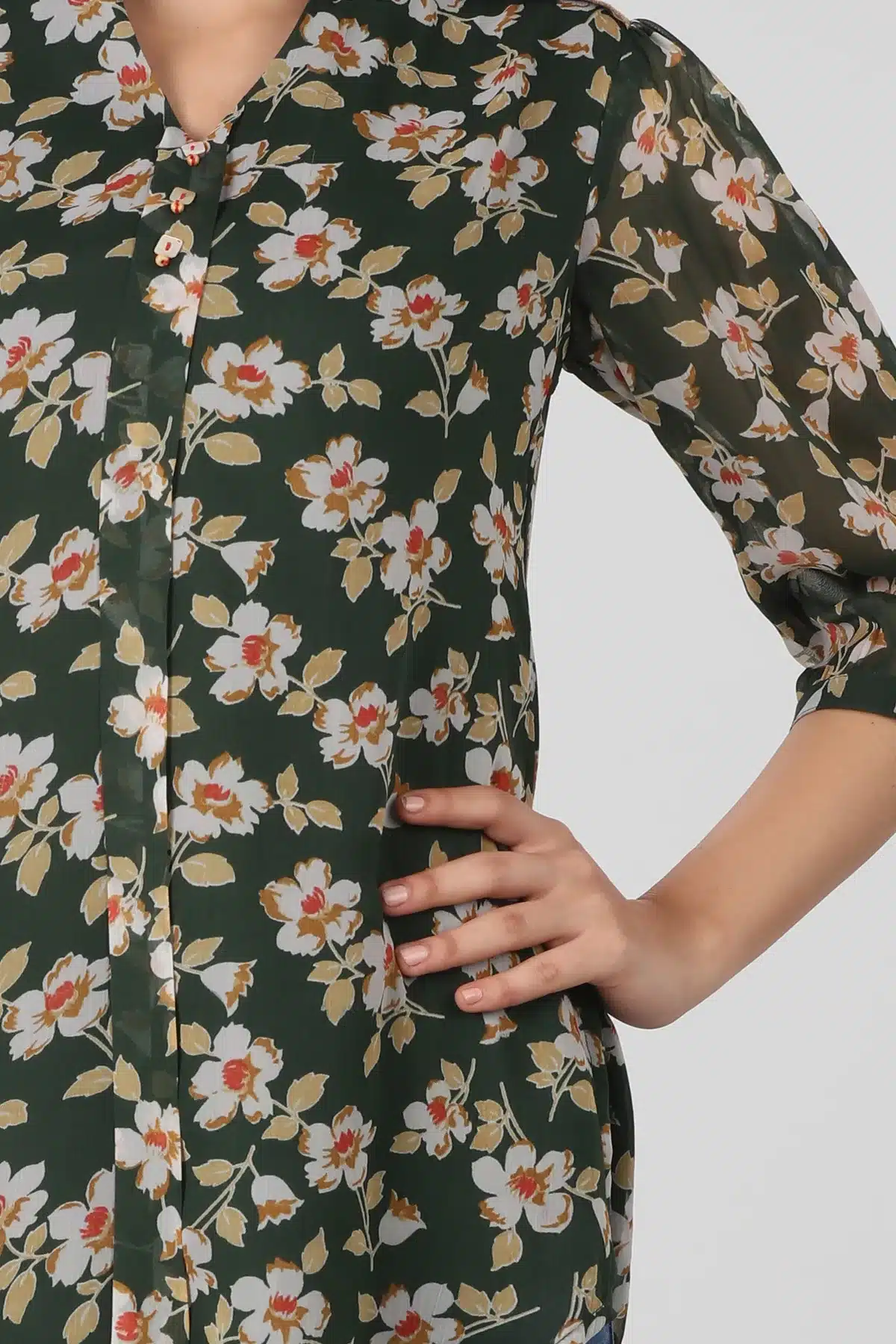 Printed Dark Green Top Women