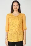 Ditsy Print Yellow Top Women